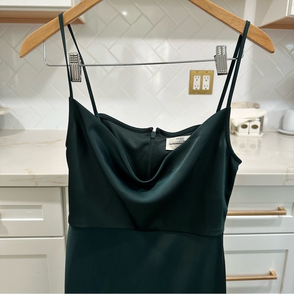 Anthropologie Sachin Babi Cali Satin Cowl Neck Slip Dress Emerald Green - Picture 7 of 11